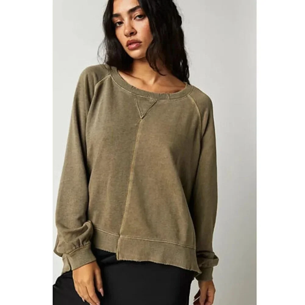 Free People Rework It & Reverse It Sweatshirt Top Oversized Cotton M NWT 283685